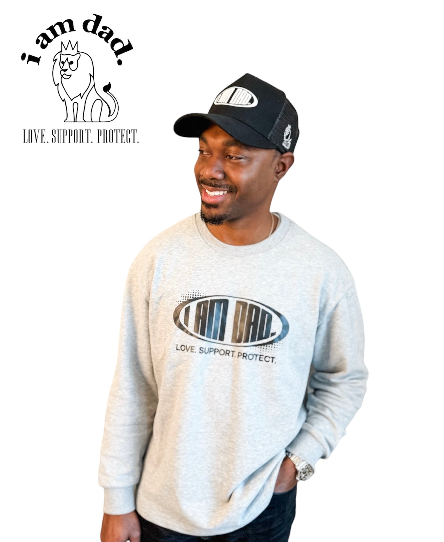 Crew GRAY “i am dad.” Crewneck